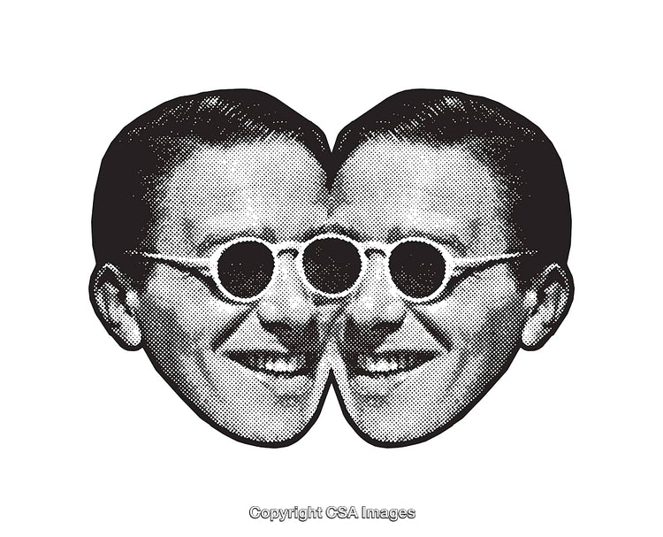 Retro-Styled Double Portrait Line Art with Vintage Glasses