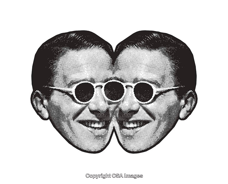 Retro-Styled Double Portrait Line Art with Vintage Glasses