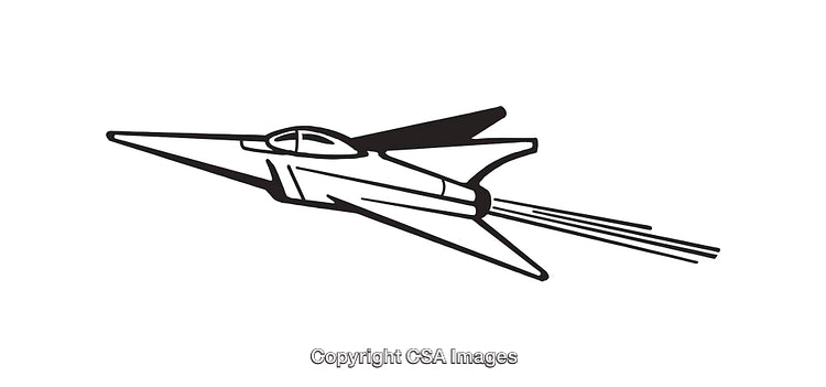 Black and White Line Art Illustration of a Sleek Modern Jet Plane