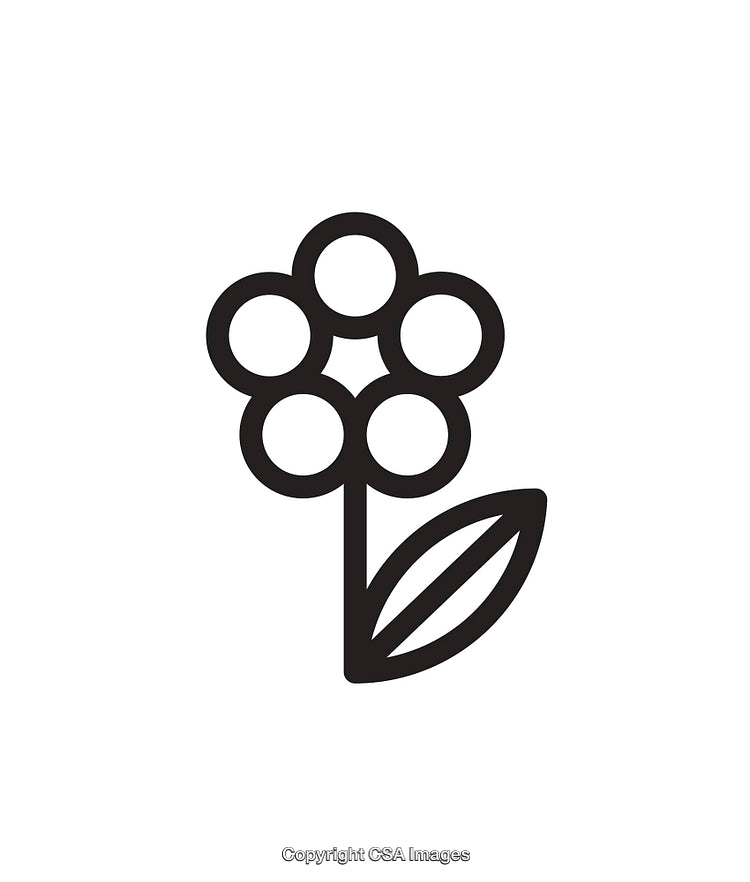 Minimalist Black and White Line Art Flower Icon Design