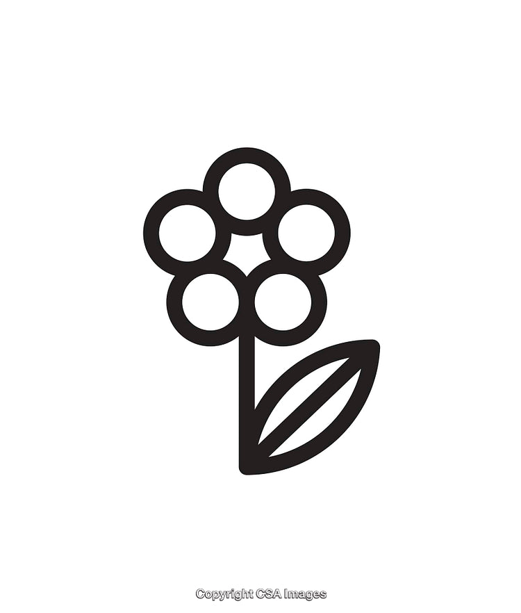 Minimalist Black and White Line Art Flower Icon Design