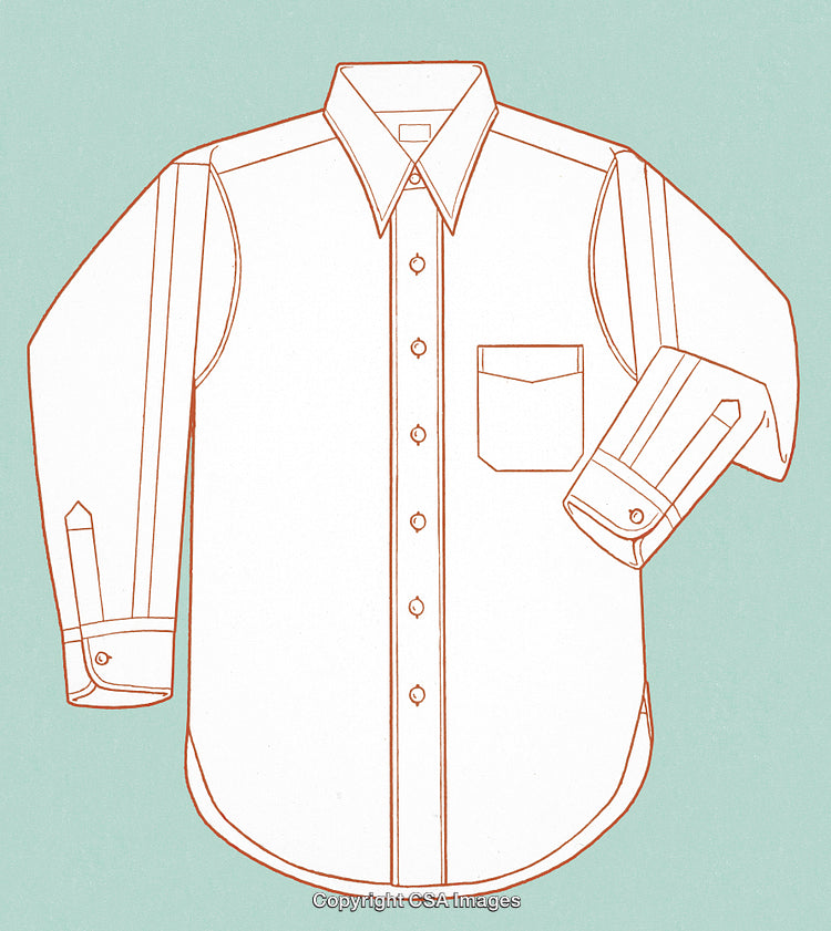 Illustration of a Classic Button-Up Shirt with Pocket on Green Background