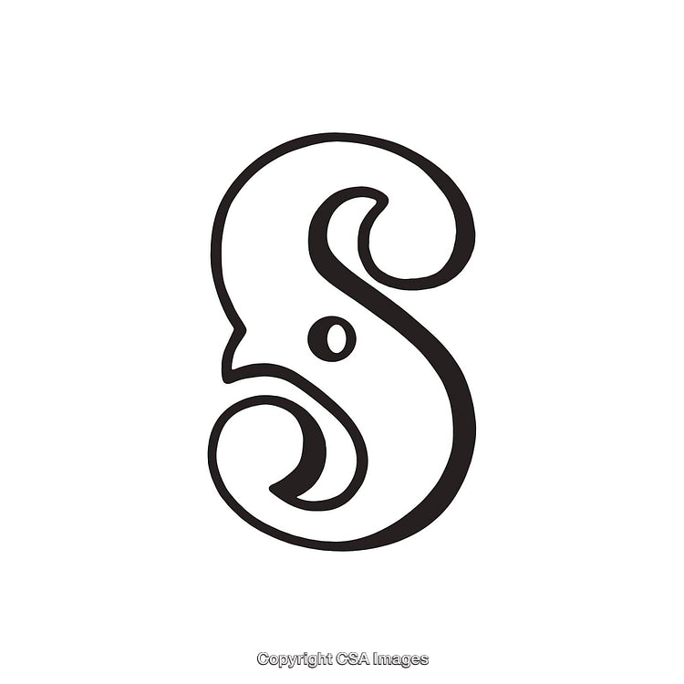 Ornamental S Letter Design in Elegant Black and White Style