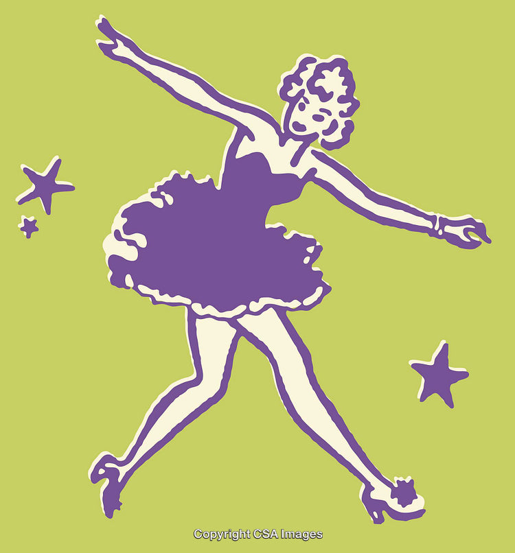 Colorful Line Art Illustration of a Graceful Dancer with Decorative Stars