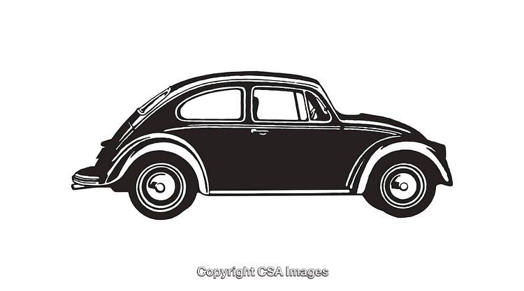 Classic Black and White Car Silhouette in Line Art Style