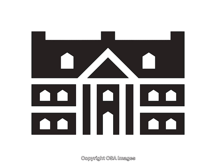 Classic Black And White Icon of a Manor House Illustration