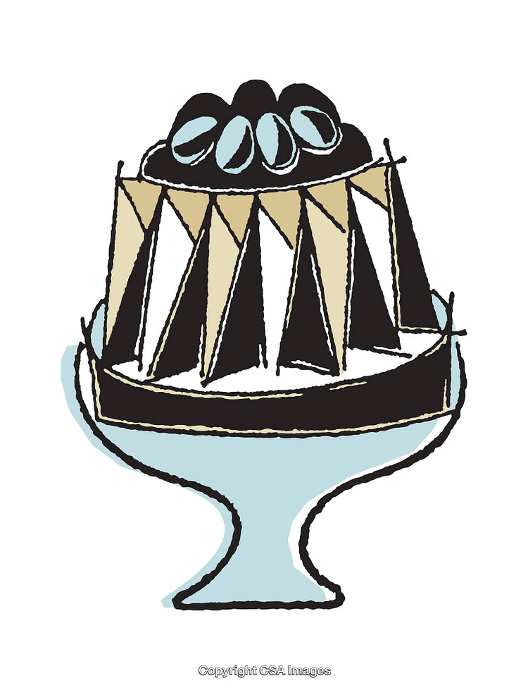 Colorful Abstract Illustration of a Decorated Cake on a Pedestal Stand