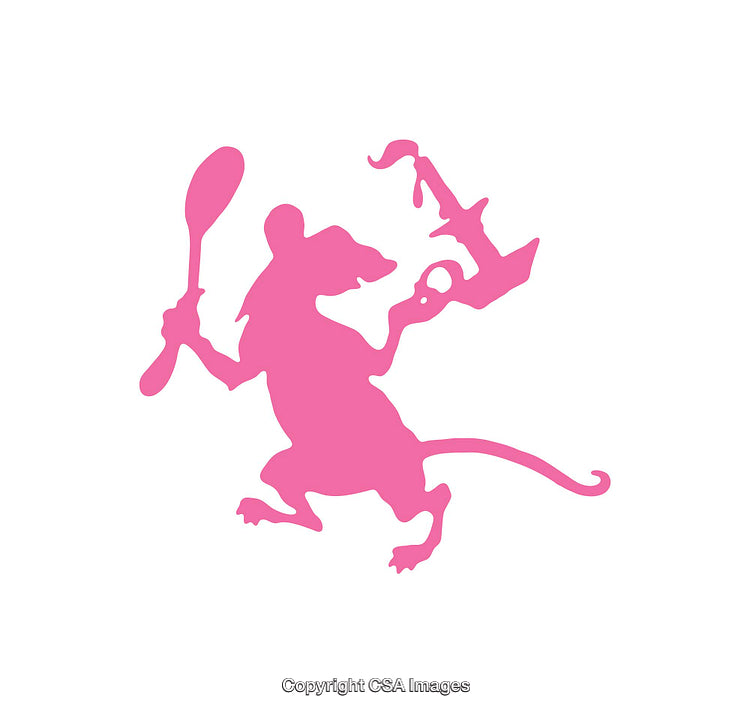 Pink Silhouette of a Mouse Holding a Spoon and Candle