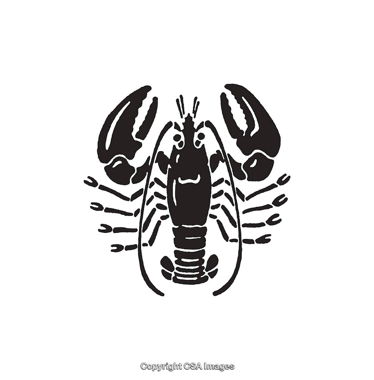 Black And White Line Art Illustration of a Lobster Design