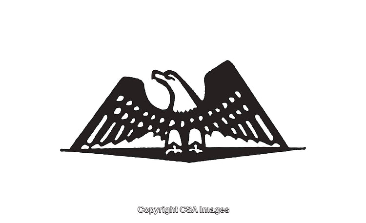 Black and White Illustration of a Stylized Eagle Spreading Its Wings