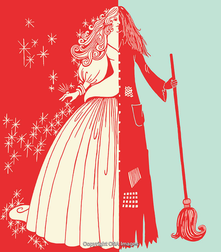 Artistic Illustration of Dual Life Transformation With Magic and Work
