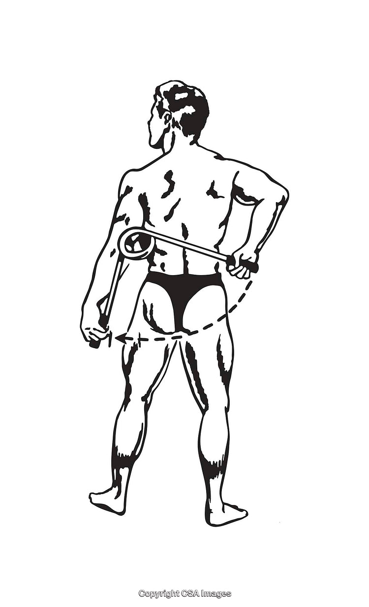 Retro Black and White Illustration of an Athletic Male Back View