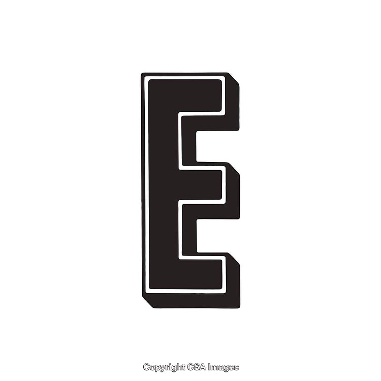 Bold Stylized Letter E Design in Black and White Vector Illustration