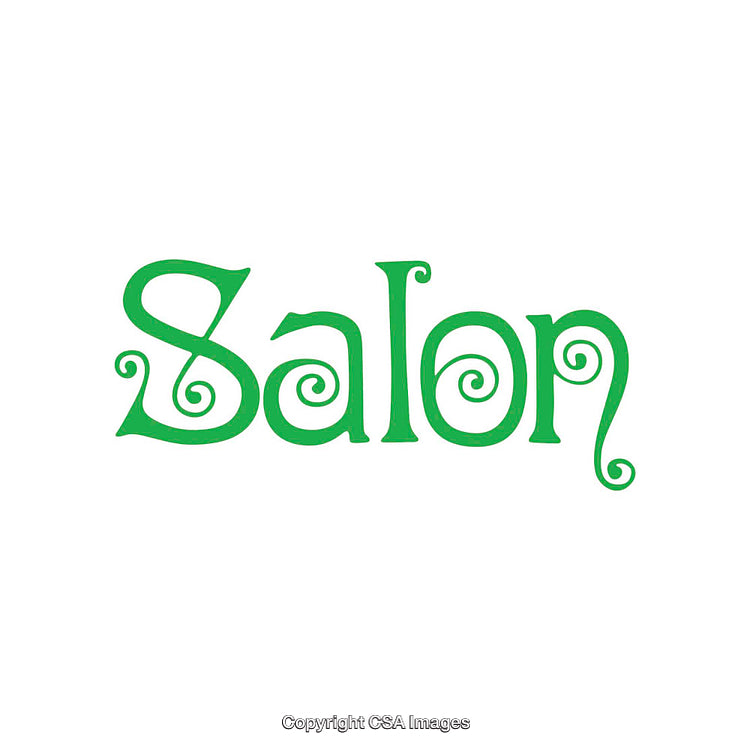 Green Decorative Typographic Design with Unique Swirls on White Background