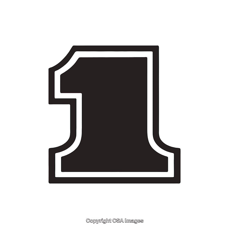 Bold Black Number One on White Background