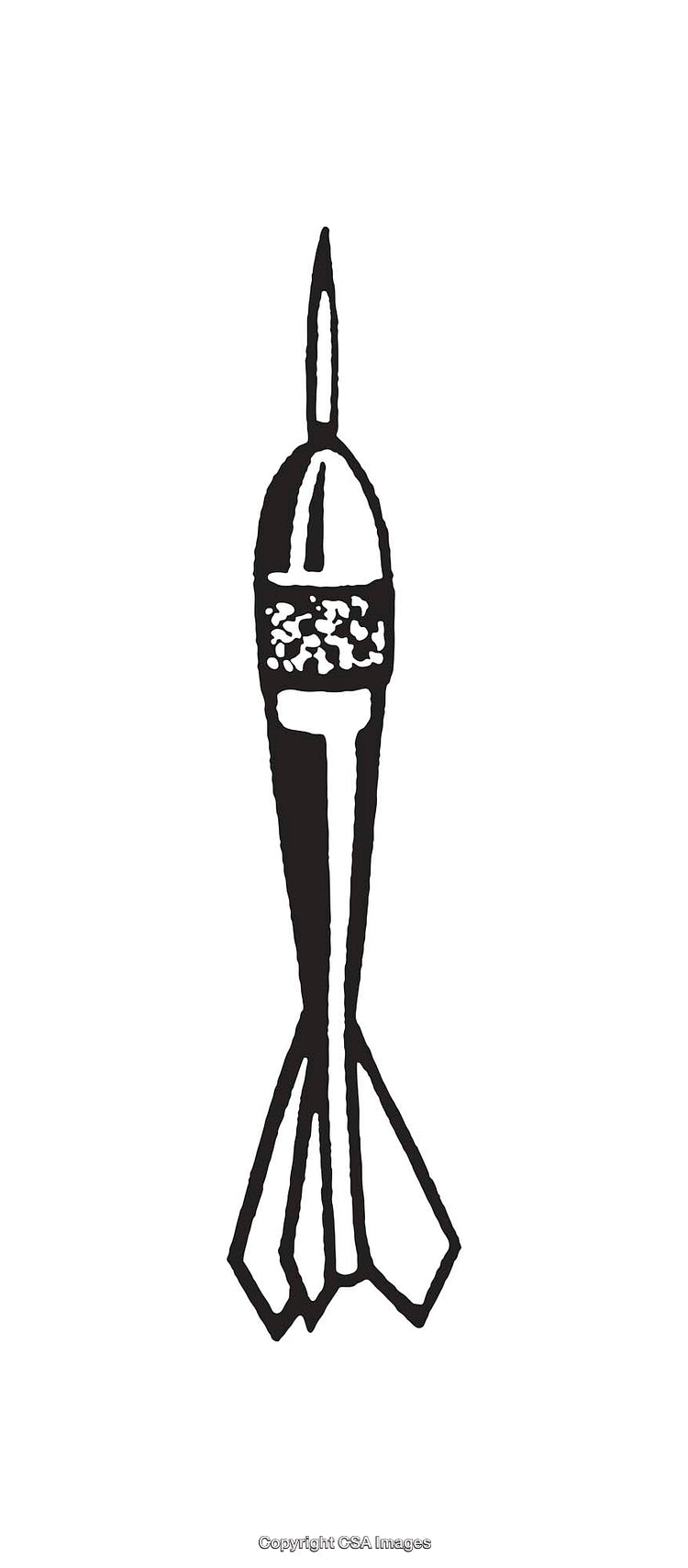 Simple Black and White Line Art of a Rocket or Spaceship