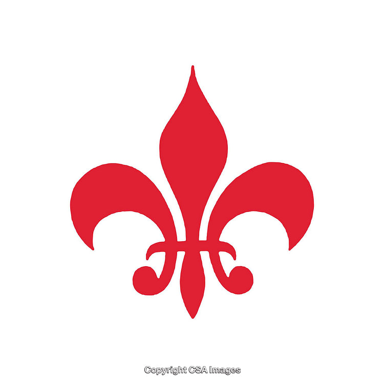 Red Fleur-De-Lis Symbol on White Background Representing Tradition and Heraldry