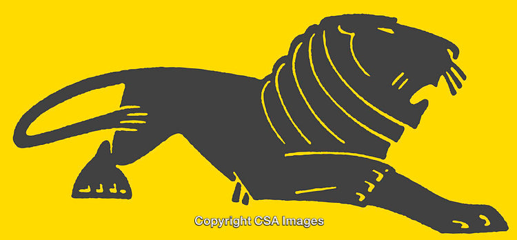 Bold Stylized Lion Illustration in Yellow and Black Colors