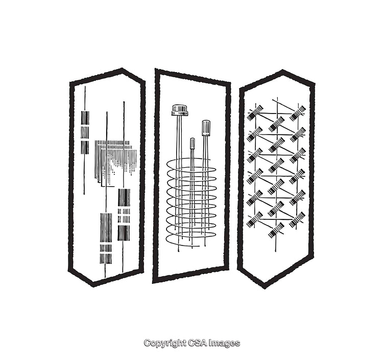 Detailed Black and White Diagram Illustrations of Abstract Geometric Designs