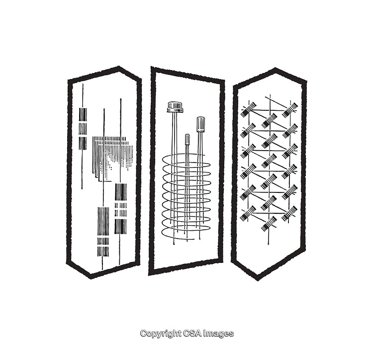 Detailed Black and White Diagram Illustrations of Abstract Geometric Designs