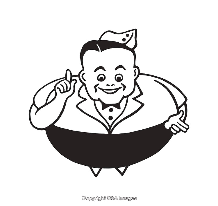 Cheerful Line Art Illustration of a Cartoon Character with a Smile