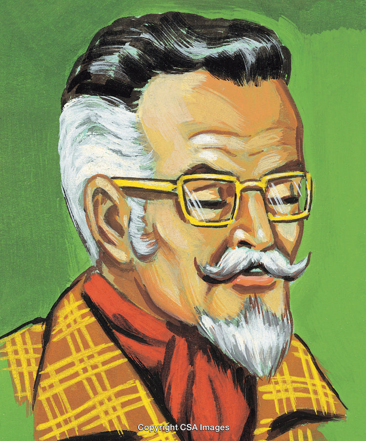 Stylized Portrait of an Elderly Man in Vibrant Colors and Glasses