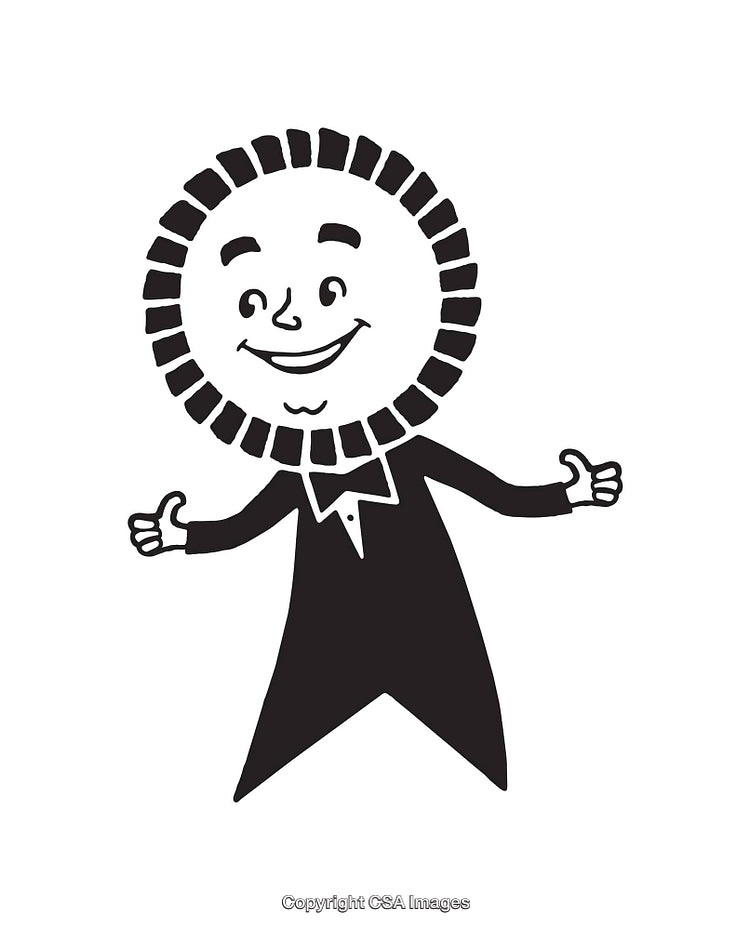 Smiling Character Illustration in Simplistic Black And White Line Art Style