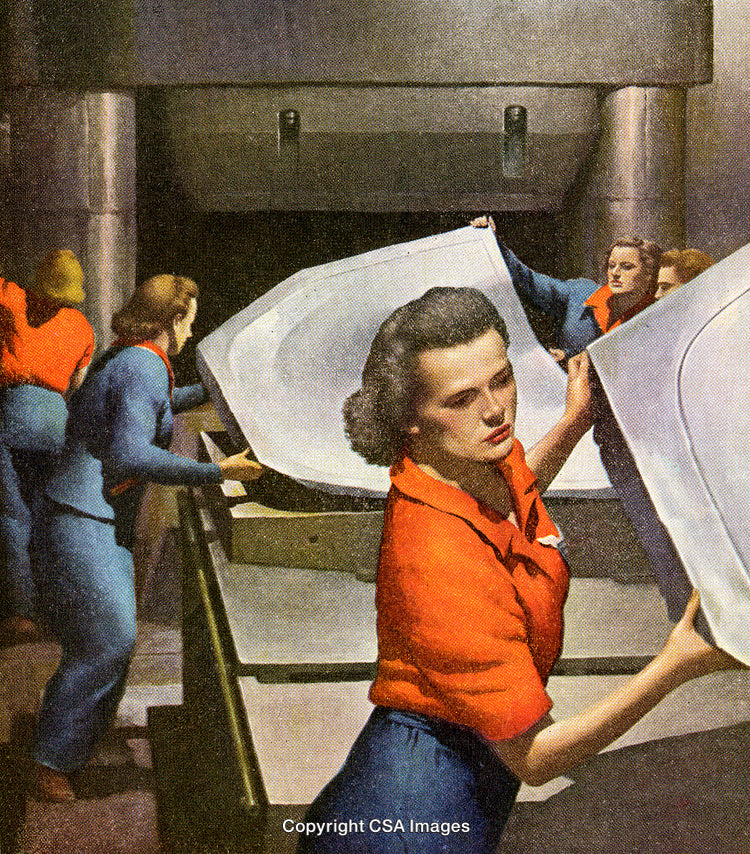 Group of Factory Workers Handling Industrial Machinery in Factory Setting