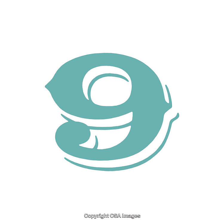 Stylized Number Nine in Teal on a White Background