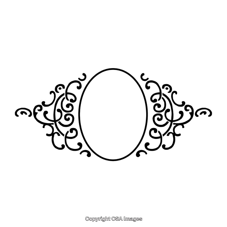 Elegant Black and White Swirl Border with Centered Oval Shape Design