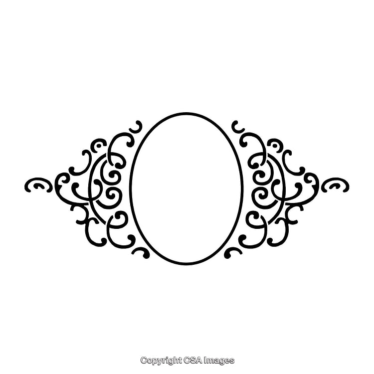 Elegant Black and White Swirl Border with Centered Oval Shape Design