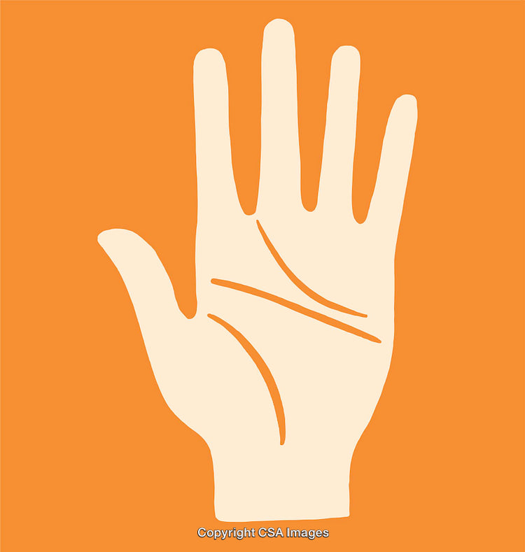 Abstract Line Art Illustration of a Hand on Orange Background