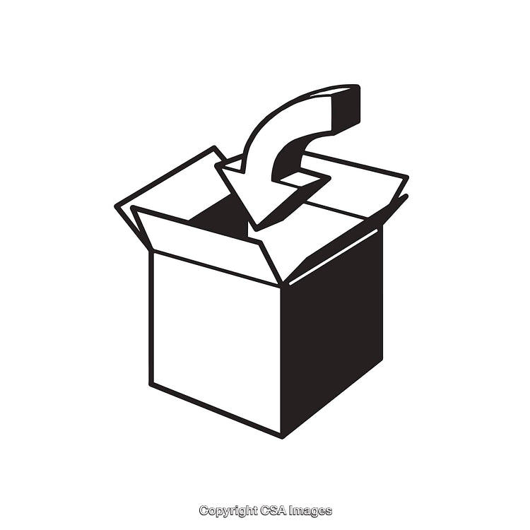 Black and White Illustration of a Box with an Arrow Inside