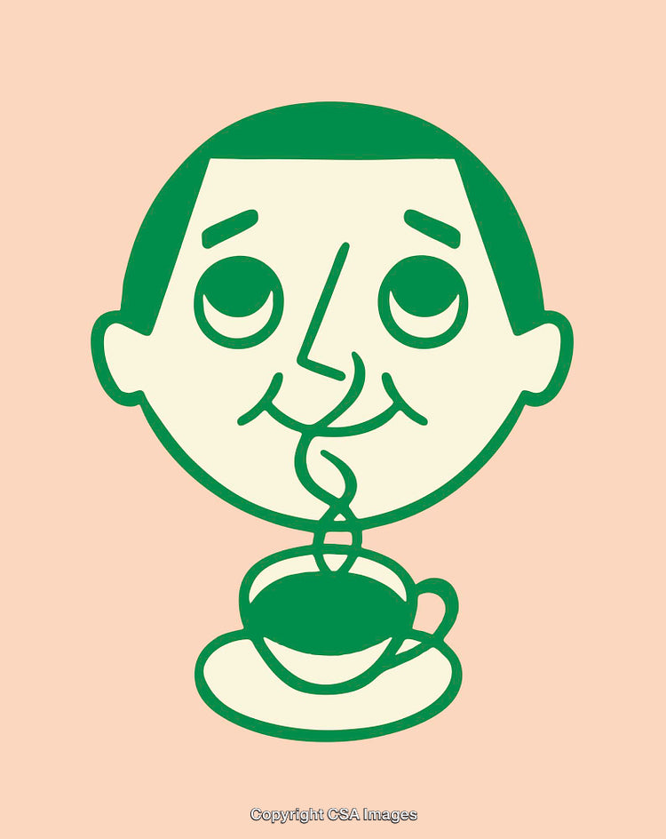Minimalist Illustration of a Smiling Face with a Coffee Cup