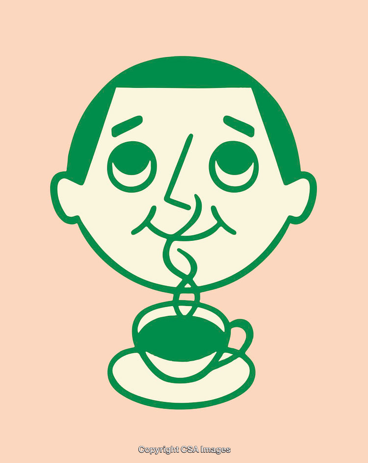 Minimalist Illustration of a Smiling Face with a Coffee Cup