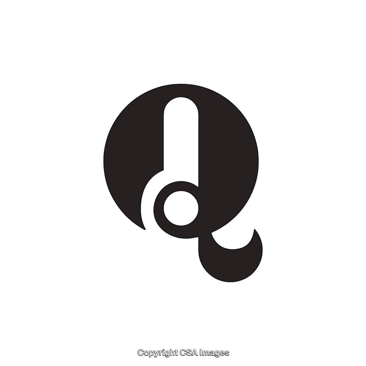 Creative Monochromatic Letter Q Design Logotype Illustration