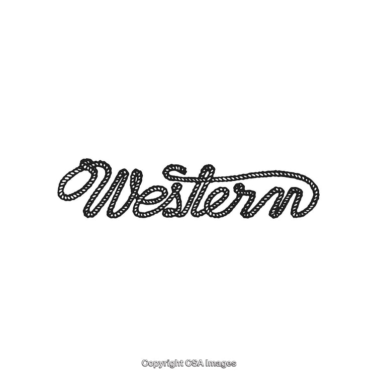 Stylized Western Rope Typography in Black on a White Background