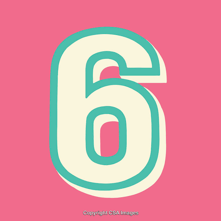 Bold Colorful Illustration of the Number Six with Modern Design Elements