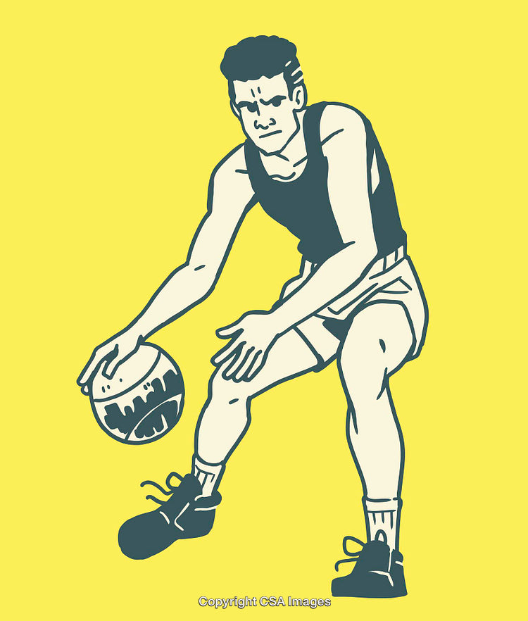 Vintage Style Illustration of a Basketball Player in Action