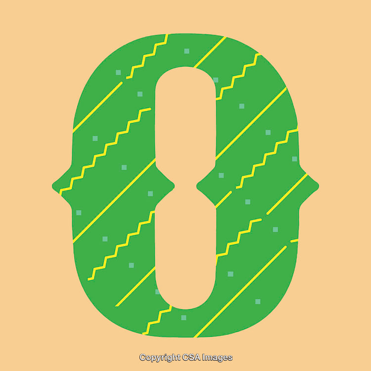 Stylized Number Zero with Decorative Design on Beige Background