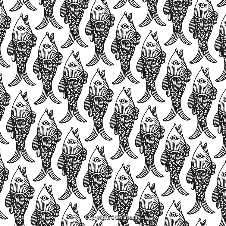 Monochrome Hand-Drawn Fish Pattern Illustration for Digital and Print Backgrounds