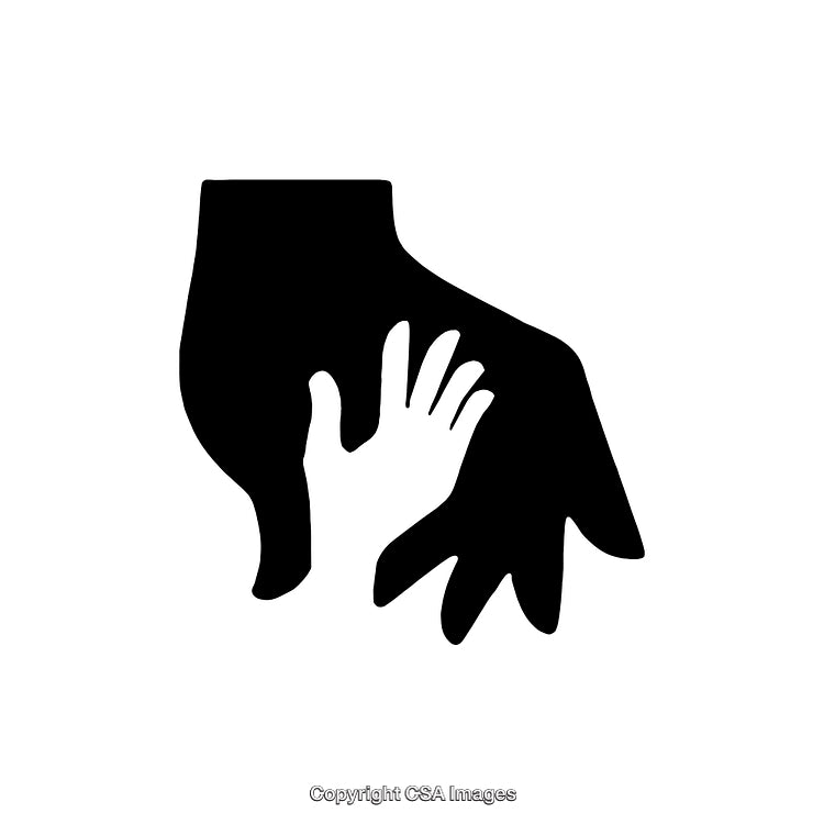 Icon of a Small White Hand Placed Inside a Larger Black Hand