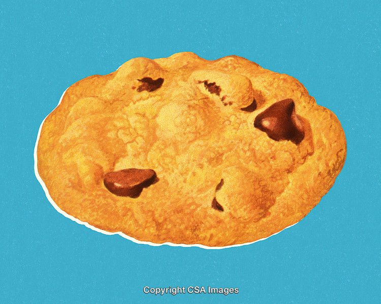 Closeup of Chocolate Chip Cookie on Vibrant Blue Background