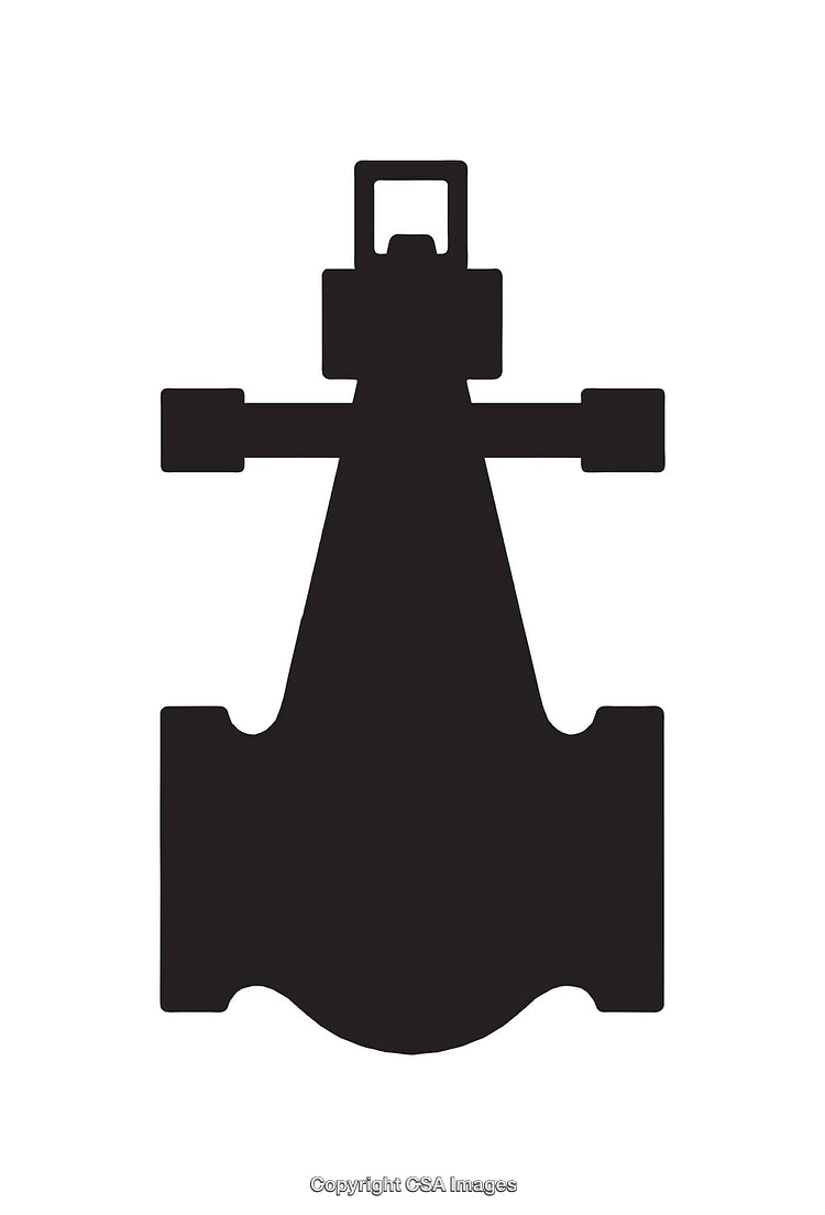 Silhouette Illustration of a Mechanical Valve in Monochromatic Style