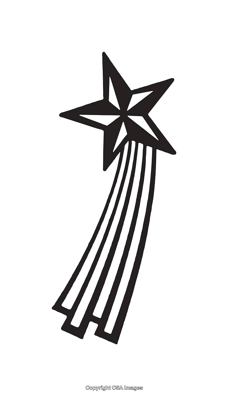 Black and White Line Art of Shooting Star Illustration