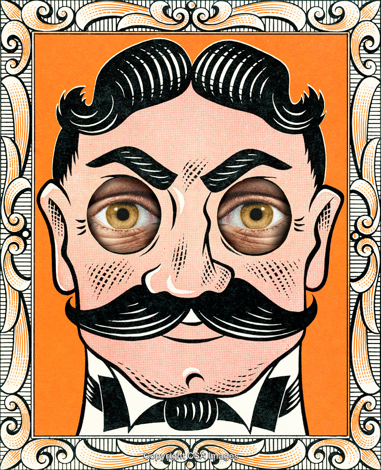 Surreal Portrait of a Vintage Gentleman with Human Eyes Incorporated