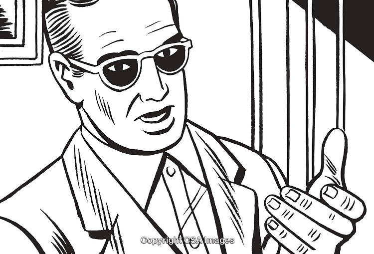 Illustration of a Person Wearing Sunglasses and Gesturing Expressively