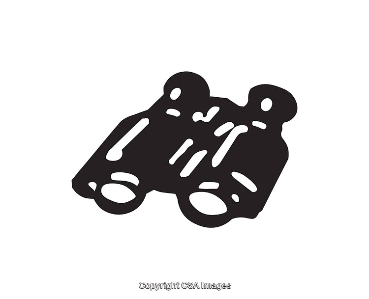 Black And White Line Art Illustration of Binoculars Viewed from Front