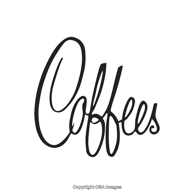 Stylized Handwritten 'Coffees' Word Calligraphy in Black on White