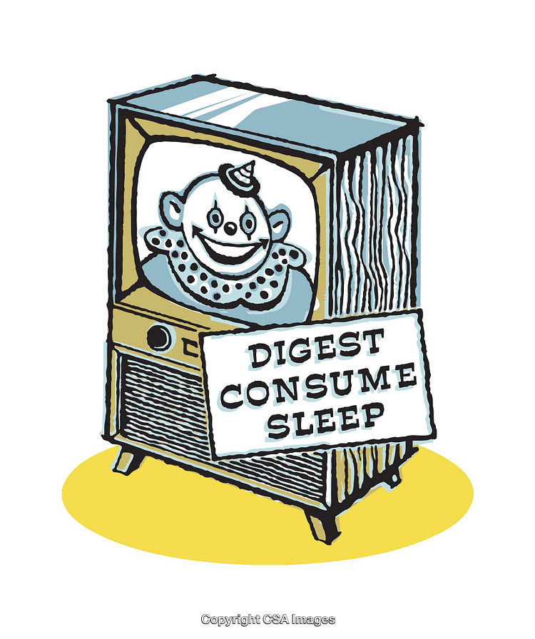 Colorful Illustration of a Television with a Retro Clown Image